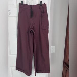 NWT | Aleeza Paris Women's Wide Leg Burgundy Pants, Size M, 28" Inseam